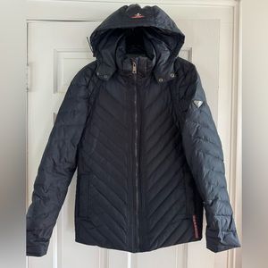 PRADA puffer jacket with hood. Dark NAVY large